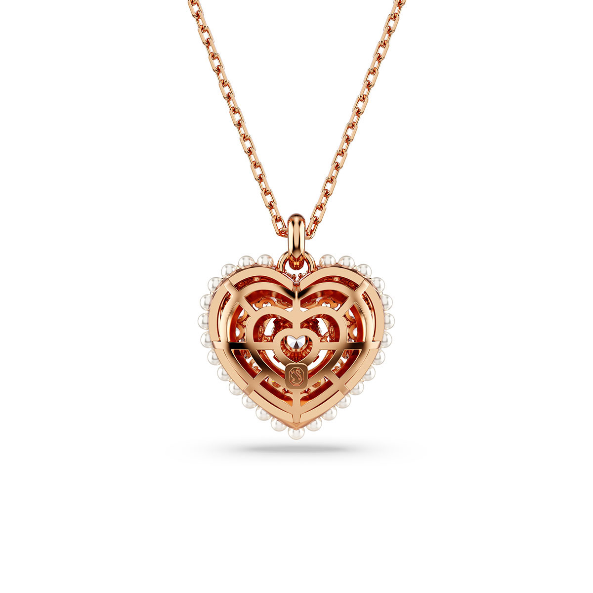 Swarovski Jewelry Hyperbola White and Rose Gold Heart Pendant Necklace